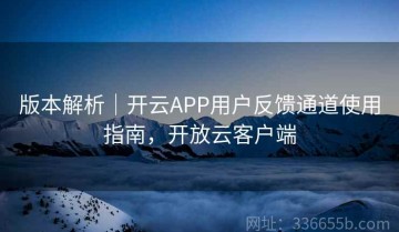 版本解析｜开云APP用户反馈通道使用指南，开放云客户端